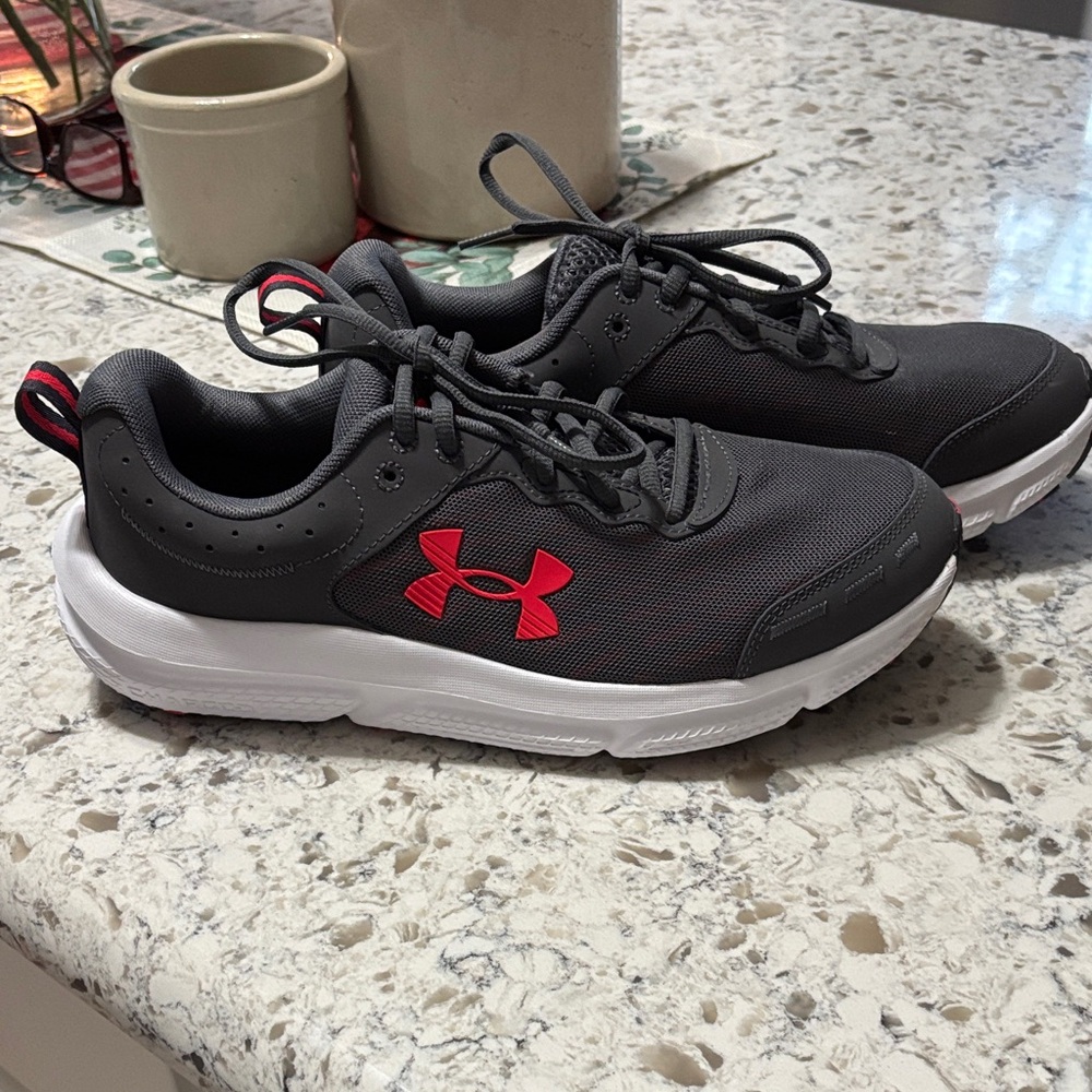 Under Armour Gray and Red Athletic Shoes